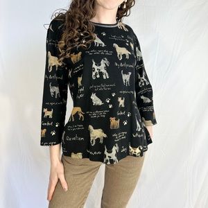 Vintage 90s/Y2K Black Dog Baby Tee Shirt